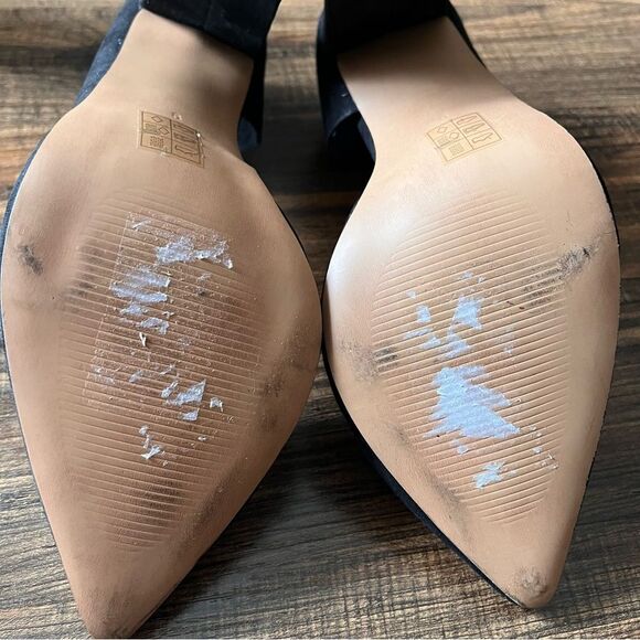 ASOS DESIGN Black Faux Suede Waiter D'orsay High Heels Size 9 - Picture 8 of 9